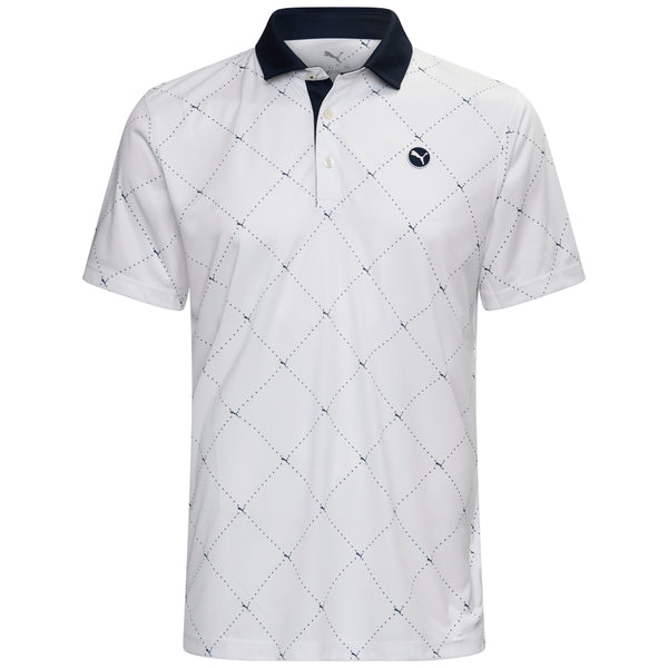 Puma Pure 2.0 Argyle Polo Shirt - White Glow/Deep Navy