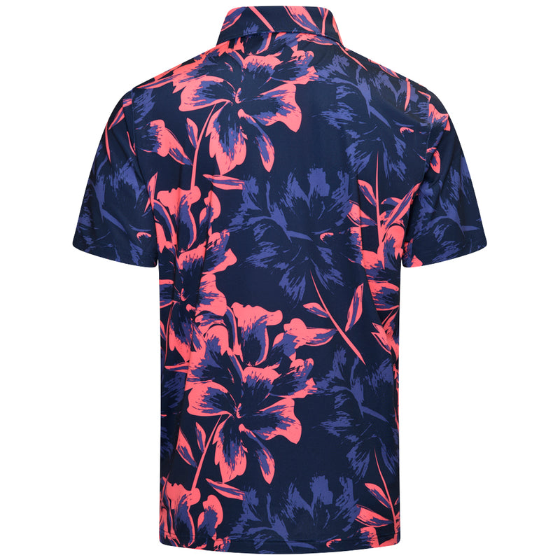 Puma MATTR Broken Flower Polo Shirt - Deep Navy/Peach Frost