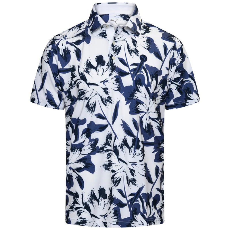 Puma MATTR Broken Flower Polo Shirt - White Glow/Blue Crystal