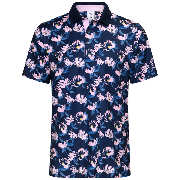 Puma X AP Spring Florals Polo Shirt - Deep Navy/Pale Pink