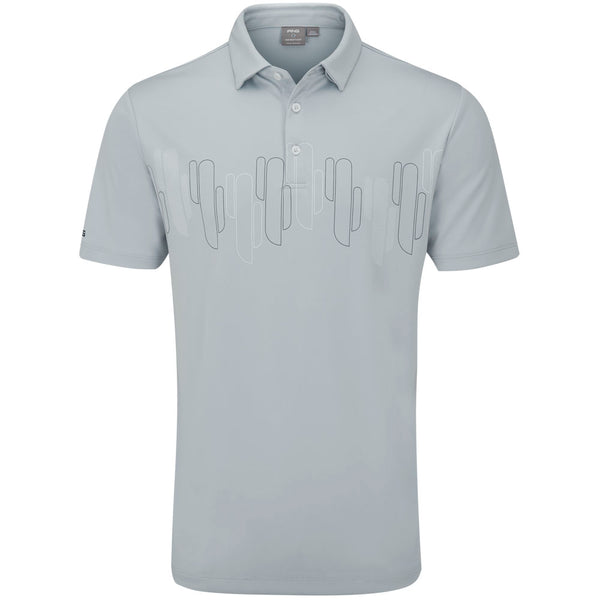 Ping Arizona Cactus Print Polo Shirt - Pearl Grey