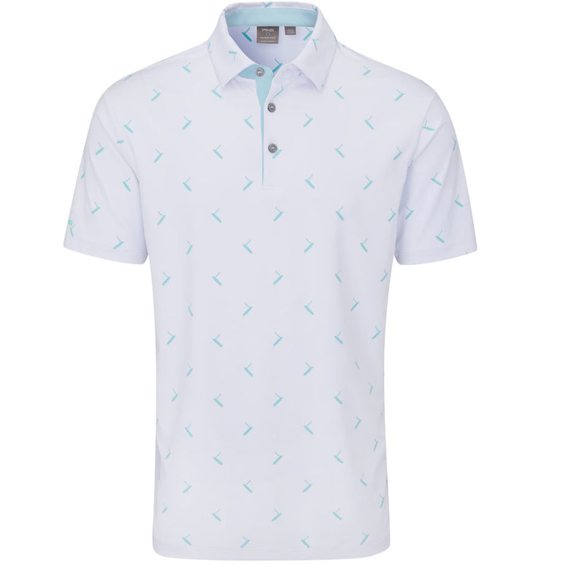 Ping Gold Putter Printed Polo Shirt - White/Aruba Blue Multi