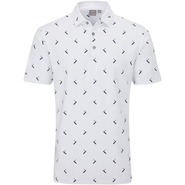 Ping Gold Putter Printed Polo Shirt - White/Navy Multi