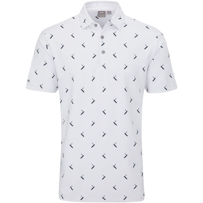 Ping Gold Putter Printed Polo Shirt - White/Navy Multi