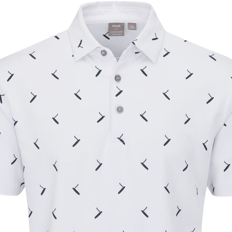 Ping Gold Putter Printed Polo Shirt - White/Navy Multi