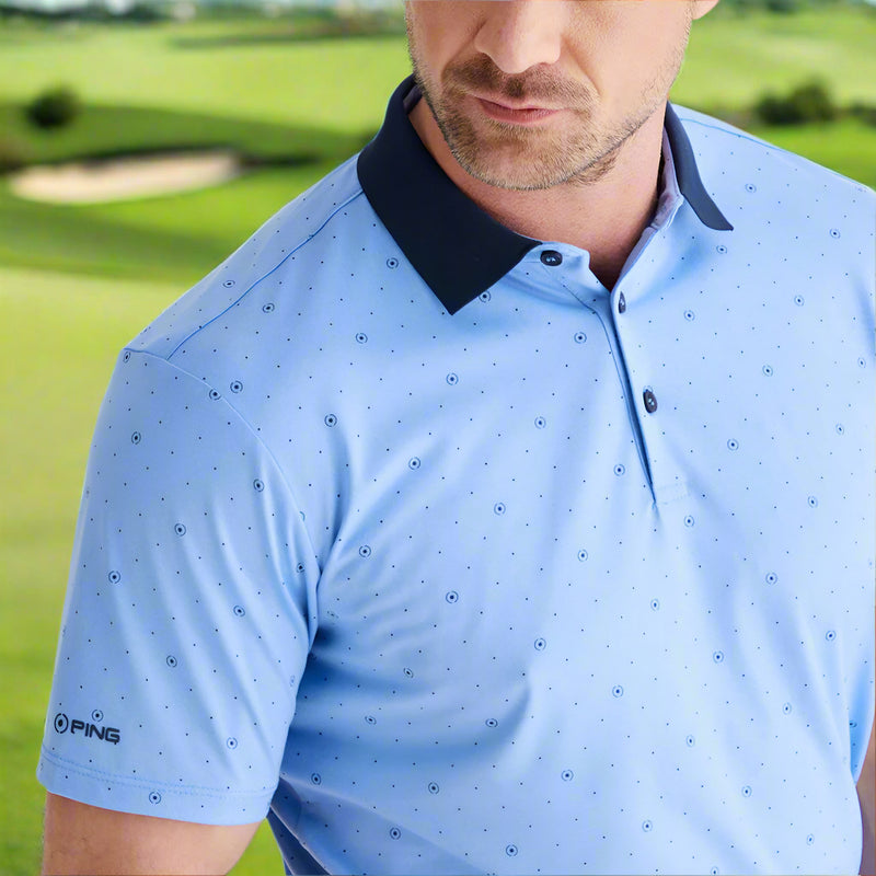 Ping Jared Polo Shirt - Cornflower Blue/Navy