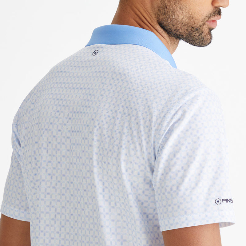 Ping Jared Polo Shirt - White/Cornflower Blue