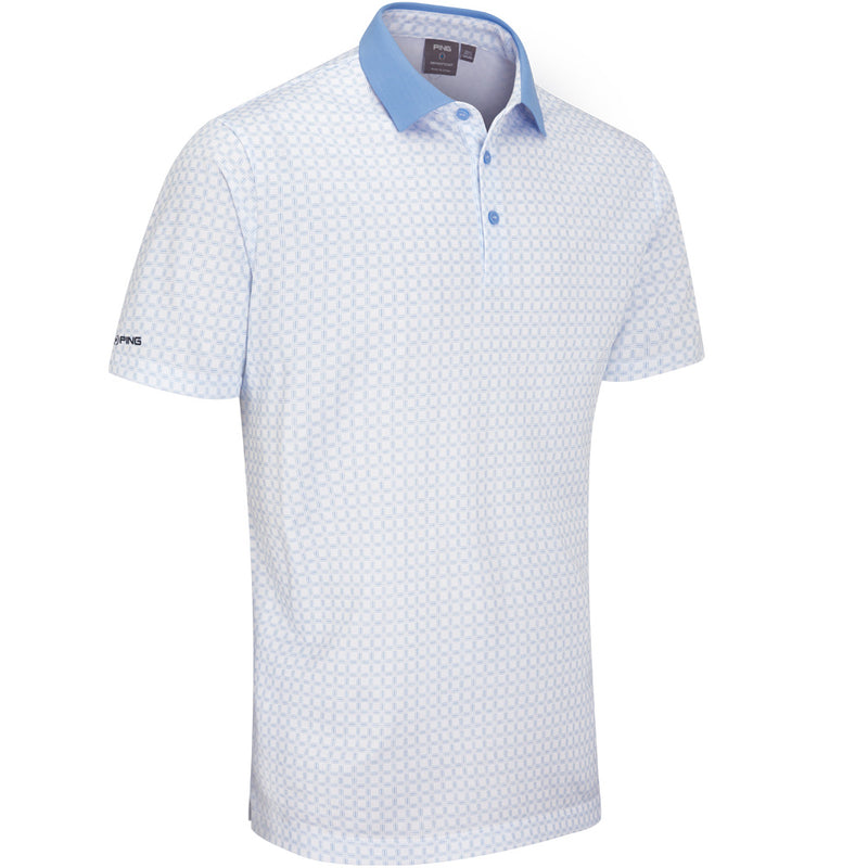 Ping Jared Polo Shirt - White/Cornflower Blue