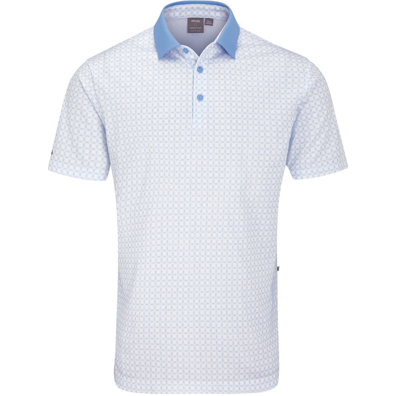 Ping Jared Polo Shirt - White/Cornflower Blue