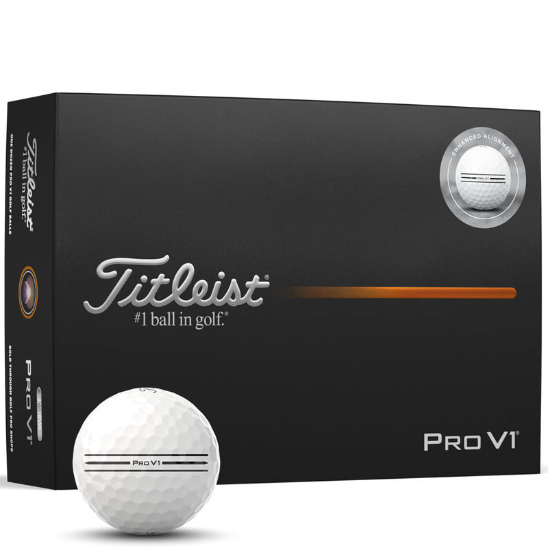 Titleist Pro V1 Enhanced Alignment Golf Balls - White - 12 Pack