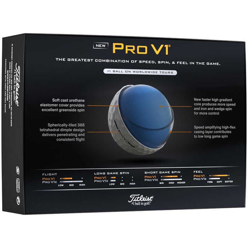 Titleist Pro V1 High Number Golf Balls - White - 12 Pack