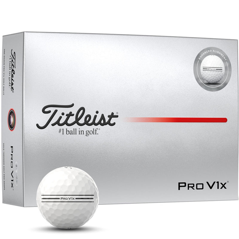 Titleist Pro V1x Enhanced Alignment Golf Balls - White - 12 Pack