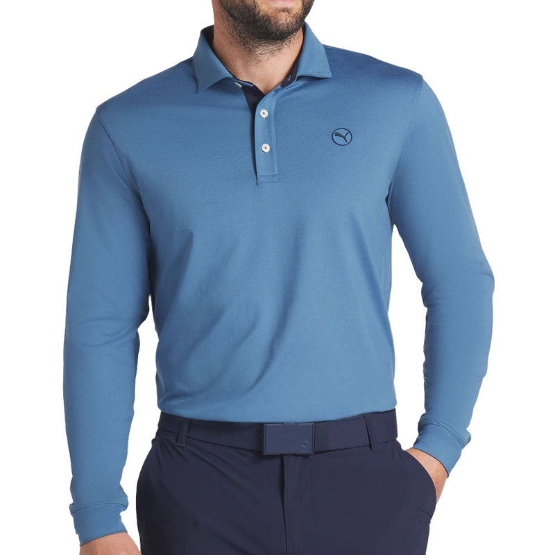 Puma Cloudspun Longsleeve Midweight Polo Shirt - Blue Horizon/Deep Navy