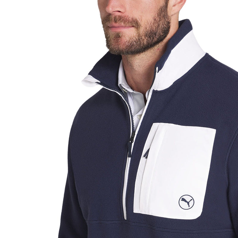 Puma Fleece 1/4 Zip Sweater - Deep Navy/White Glow