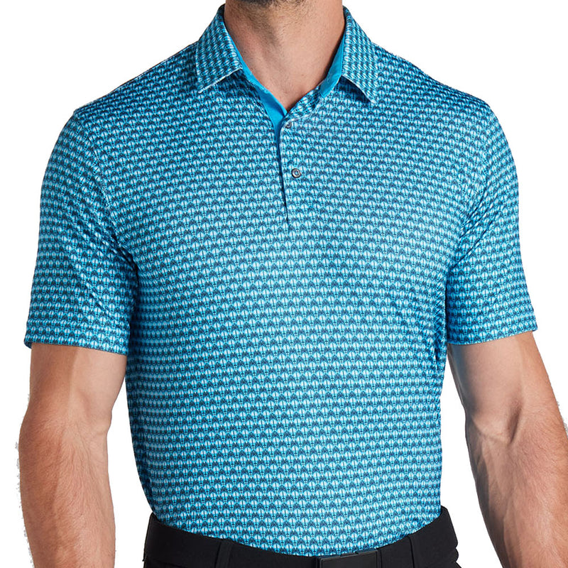 Puma MATTR Palm Deco Polo Shirt - Aqua Blue/Black