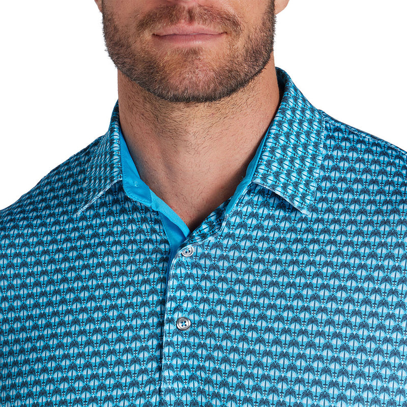 Puma MATTR Palm Deco Polo Shirt - Aqua Blue/Black