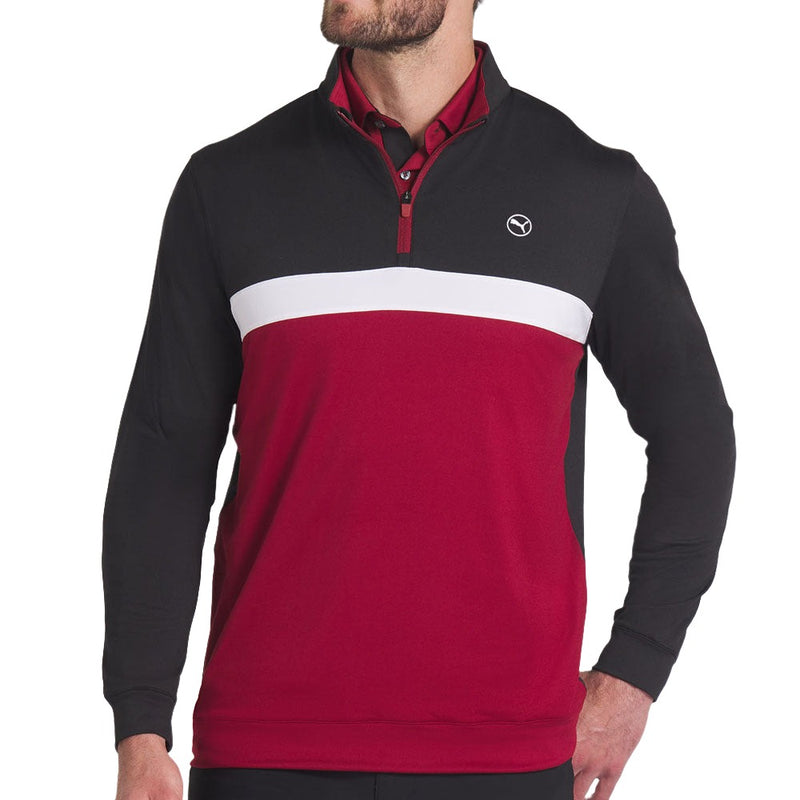 Puma Pure Colorblock 1/4 Zip Sweater - Puma Black/Intense Red