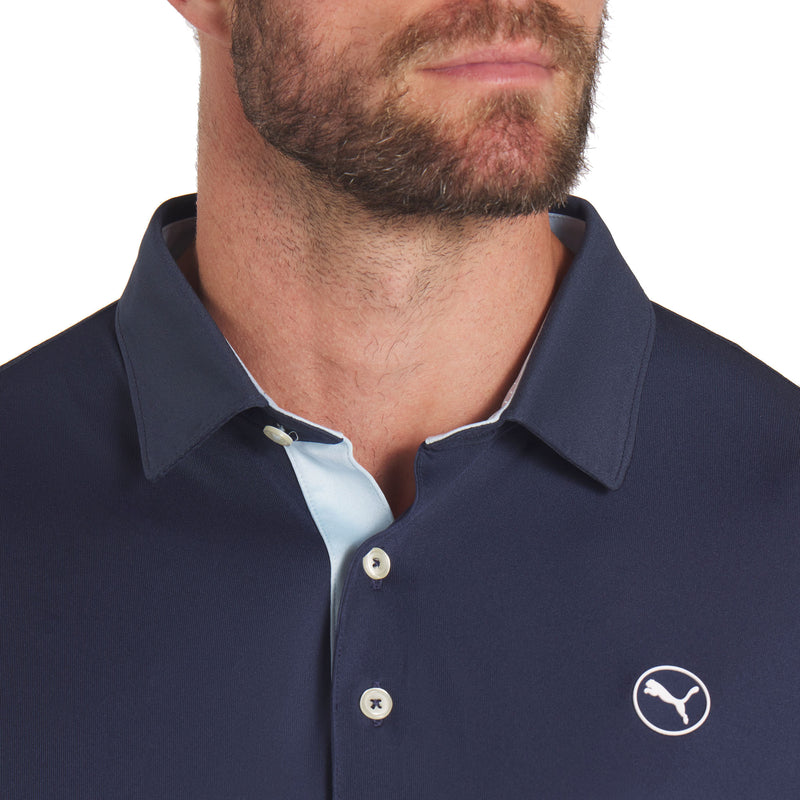 Puma Pure Colorblock Polo Shirt - Deep Navy/White Glow