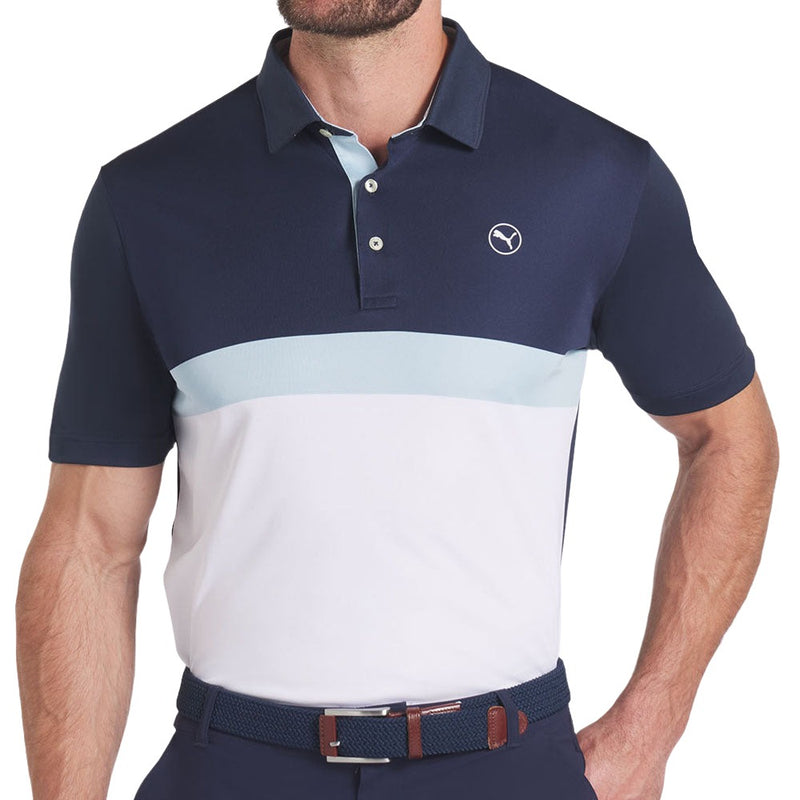 Puma Pure Colorblock Polo Shirt - Deep Navy/White Glow