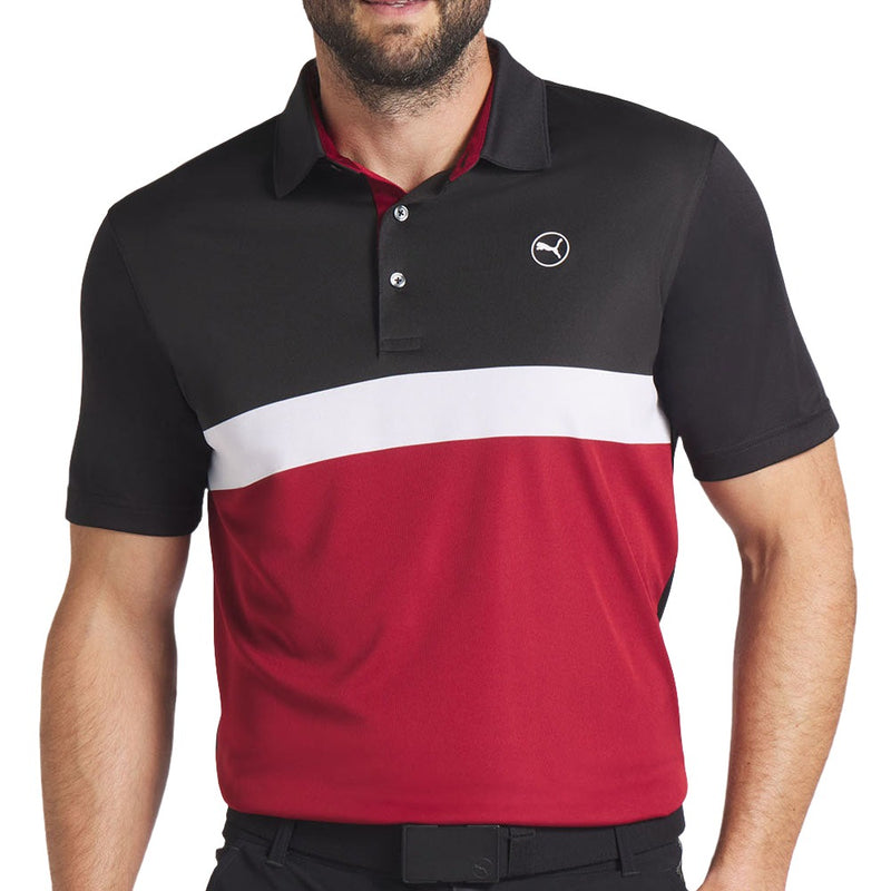 Puma Pure Colorblock Polo Shirt - Intense Red/Puma Black