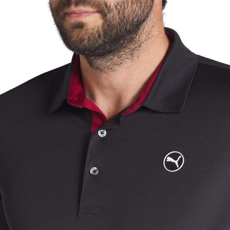 Puma Pure Colorblock Polo Shirt - Intense Red/Puma Black