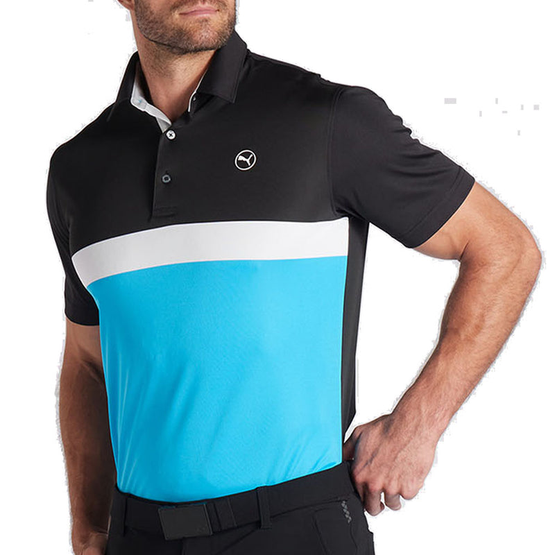 Puma Pure Colorblock Polo Shirt - Black/Aqua Blue