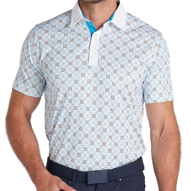 Puma Pure Monogram Polo Shirt - White Glow/Aqua Blue