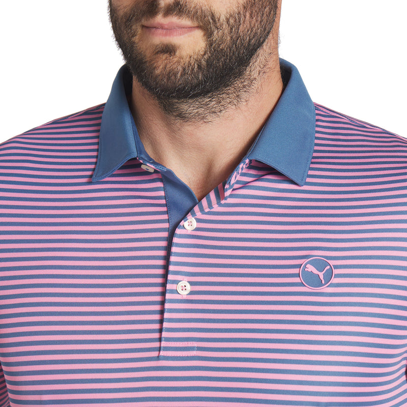 Puma Pure Stripe Polo Shirt - Blue Horizon/Mauved Out