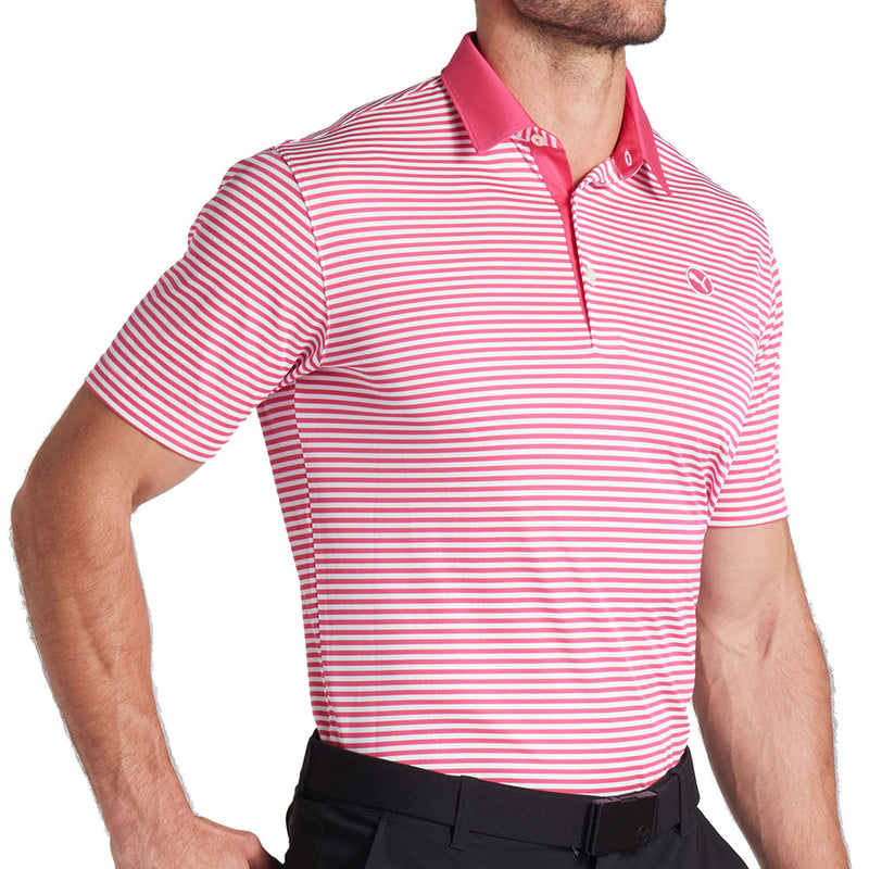 Puma Pure Stripe Polo Shirt - Aqua Blue/Garnet Rose