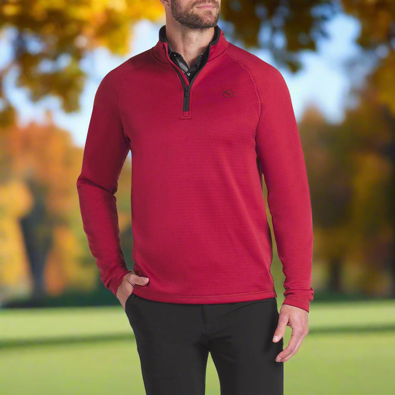 Puma Waffle Fleece 1/4 Zip Sweater - Intense Red