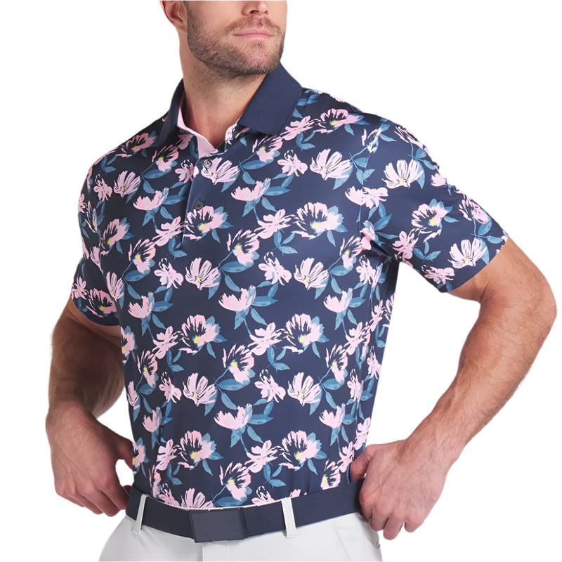 Puma X AP Spring Florals Polo Shirt - Deep Navy/Pale Pink