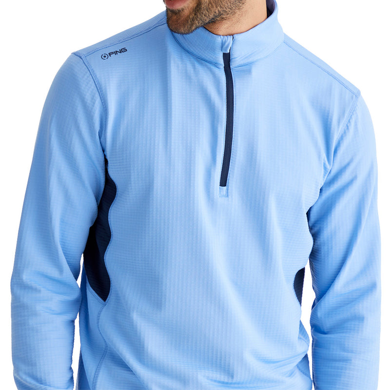 Ping Rhodri Mid-Layer 1/2 Zip Pullover  - Cornflower Blue/Navy