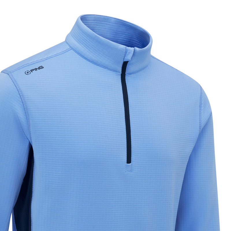 Ping Rhodri Mid-Layer 1/2 Zip Pullover  - Cornflower Blue/Navy