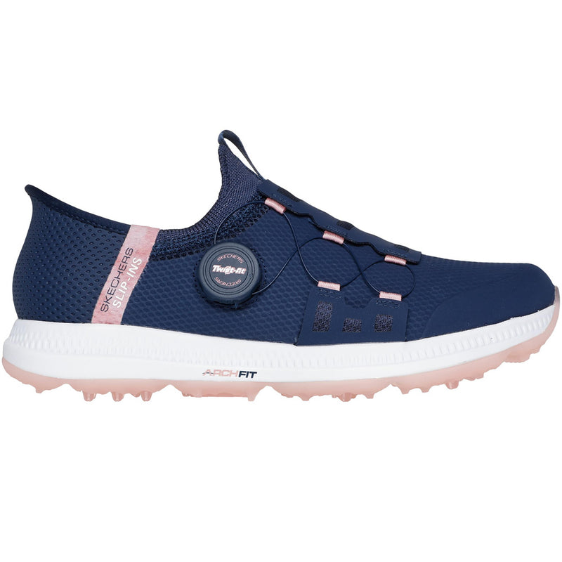 Skechers Elite 5 Slip-Ins Ladies Spikeless Waterproof Shoes -  Navy/Pink