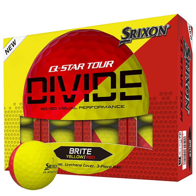 Q-STAR Tour Divide Golf Balls - Yellow/Red - 12 Pack