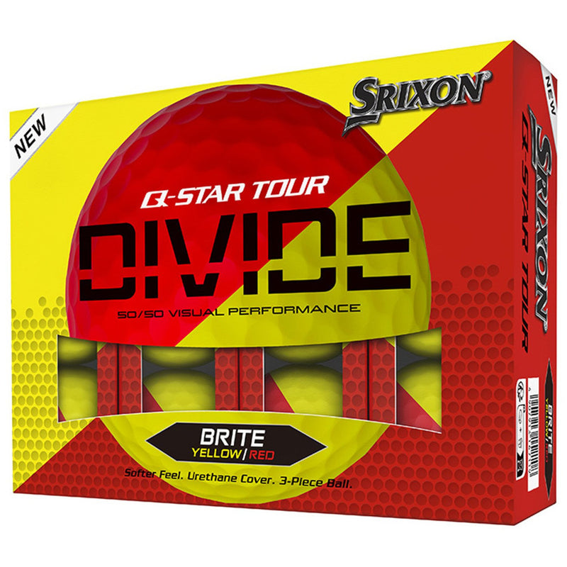 Q-STAR Tour Divide Golf Balls - Yellow/Red - 12 Pack