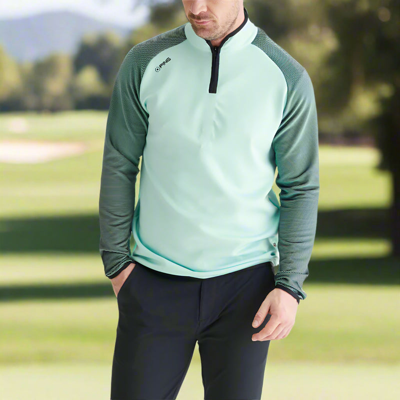 Ping Strio 1/2 Zip Mid Layer  - Misty Green/Black