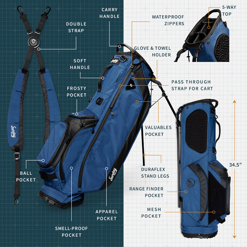 Sunday Golf Ryder '23 Stand Bag  - Navy Blue