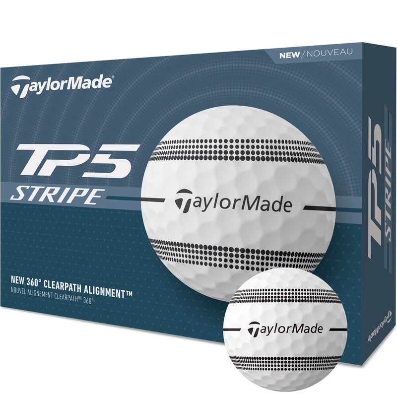 TaylorMade TP5 Clear Stripe Golf Balls - White - 12 Pack