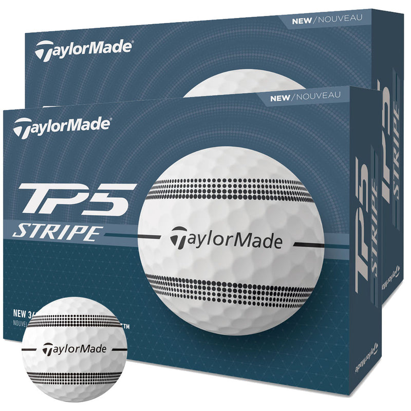 TaylorMade TP5 Clear Stripe Golf Balls - White - Double Dozen