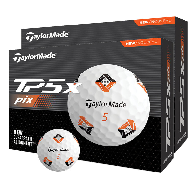 TaylorMade TP5x Pix 3.0 Golf Balls - White - Double Dozen