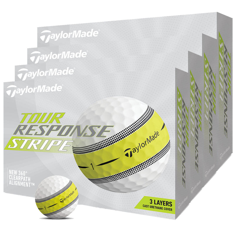 TaylorMade Tour Response Stripe Golf Balls - Yellow - 4 For 3