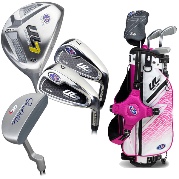 U.S Kids Golf Junior Ultralight 7 42 4 Club Stand Set Pink - (42-45" Golfer Height)