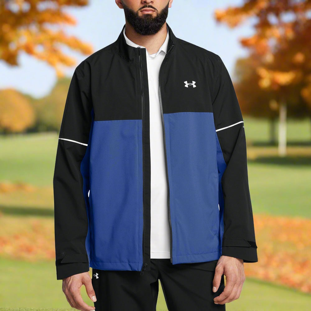 Under Armour Drive Rain Waterproof Jacket Black Tech Blue