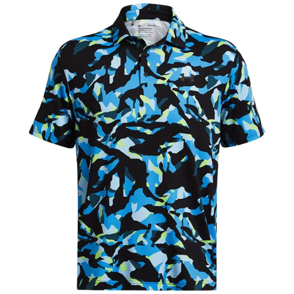 Under Armour Playoff 3.0 Printed Polo Shirt - Black/Capri/Black