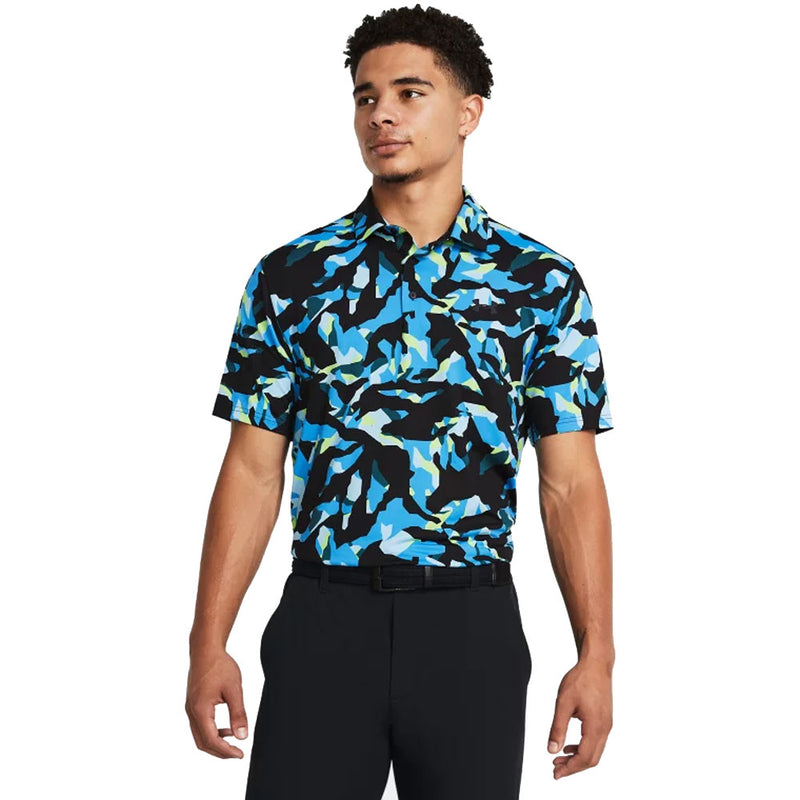 Under Armour Playoff 3.0 Printed Polo Shirt - Black/Capri/Black