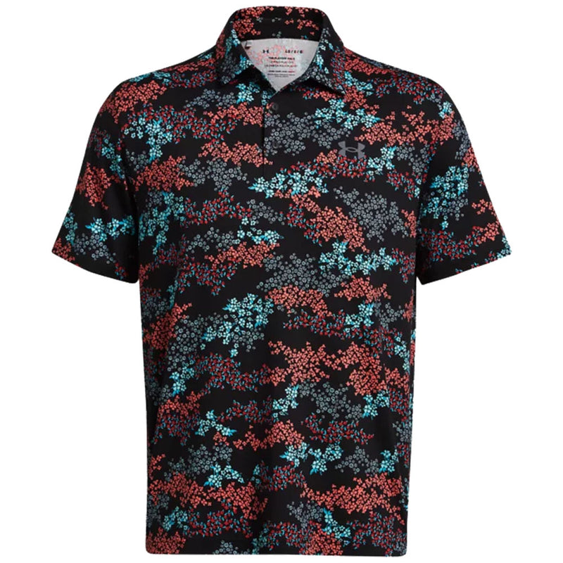 Under Armour Playoff 3.0 Printed Polo Shirt - Black/Hydro Teal/Castlerock