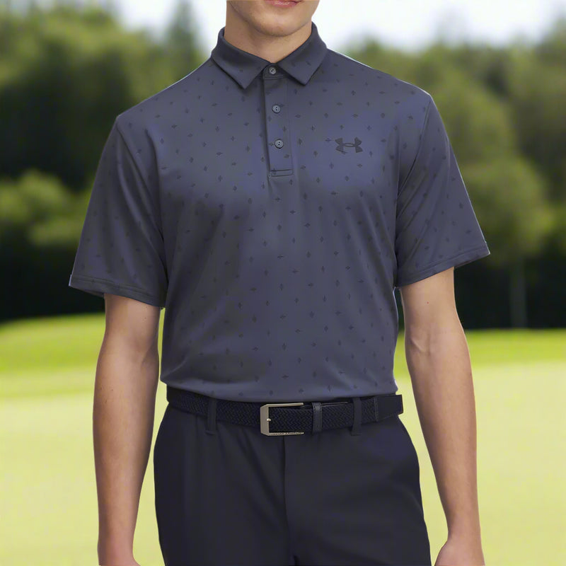 Under Armour Playoff 3.0 Printed Polo Shirt - Downpour Grey/Midnight Navy