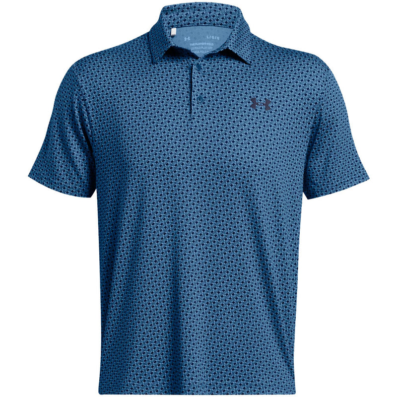 Under Armour Playoff 3.0 Printed Polo Shirt Photon Blue Midnight Navy