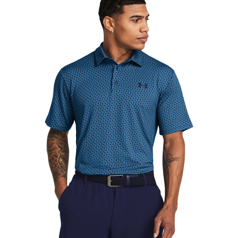 Under Armour Playoff 3.0 Printed Polo Shirt - Photon Blue/Midnight Navy